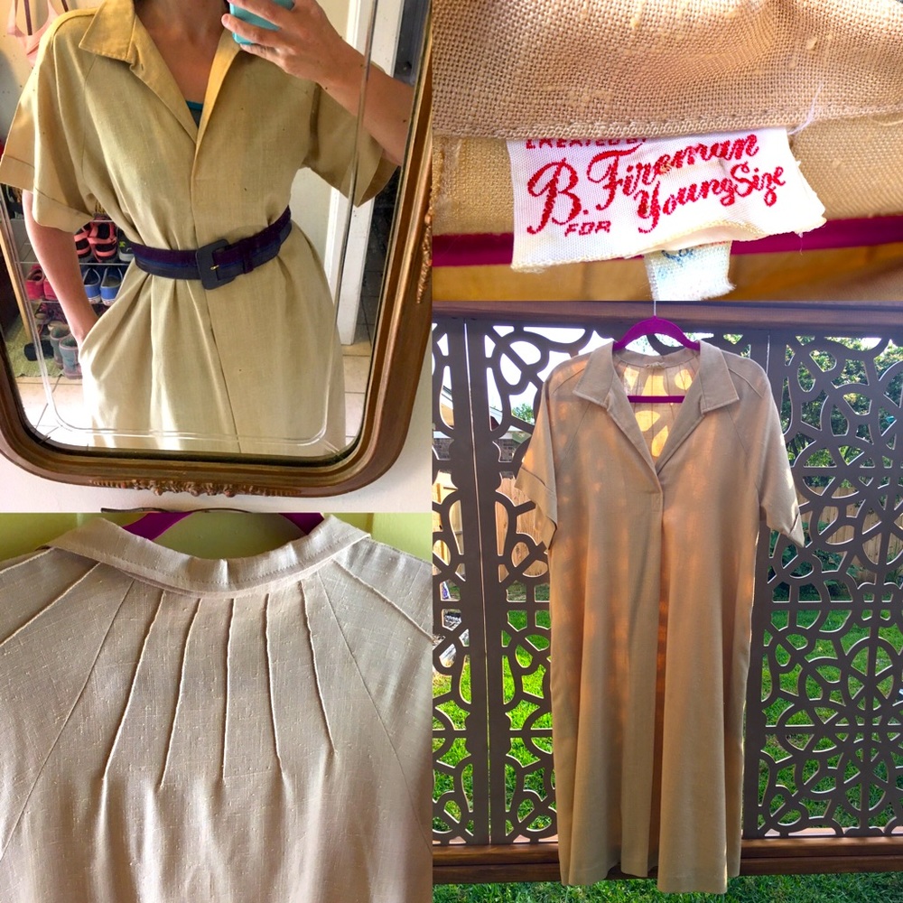 Vintage linen dress pointed collar B.Fireman classic